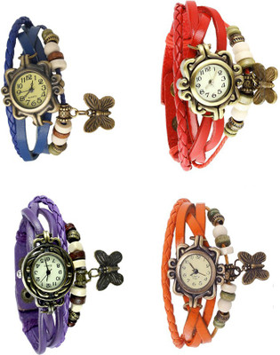 

Kissu Vintage Rakhi Combo of 4 Blue, Purple, Red And Orange Watch - For Women