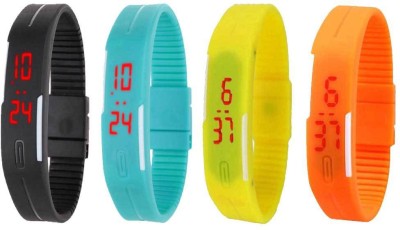 NS18 Silicone Led Magnet Band Combo of 4 Black, Sky Blue, Yellow And Orange Digital Watch  - For Boys & Girls   Watches  (NS18)