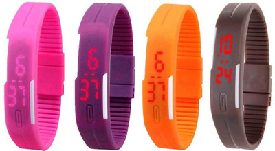 

Kissu Led Magnet Band Combo of 4 Pink, Purple, Orange And Brown Watch - For Men & Women
