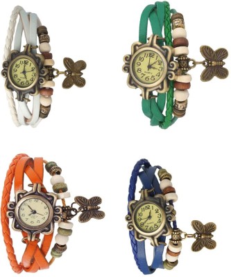 NS18 Vintage Butterfly Rakhi Combo of 4 White, Orange, Green And Blue Analog Watch  - For Women   Watches  (NS18)
