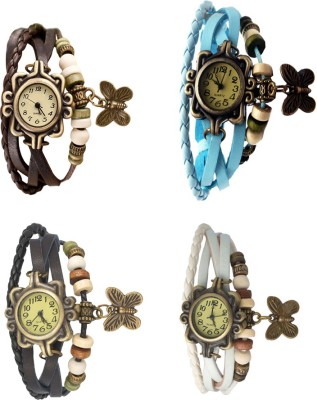 NS18 Vintage Butterfly Rakhi Combo of 4 Brown, Black, Sky Blue And White Analog Watch  - For Women   Watches  (NS18)