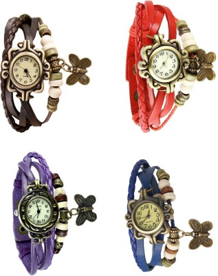 NS18 Vintage Butterfly Rakhi Combo of 4 Brown, Purple, Red And Blue Analog Watch  - For Women   Watches  (NS18)