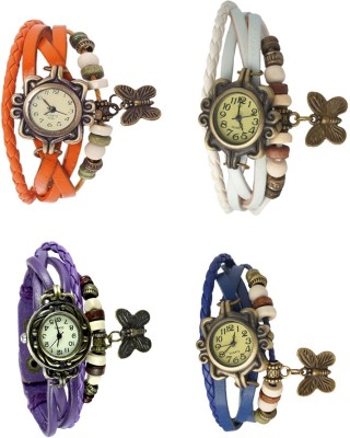 NS18 Vintage Butterfly Rakhi Combo of 4 Orange, Purple, White And Blue Analog Watch  - For Women   Watches  (NS18)