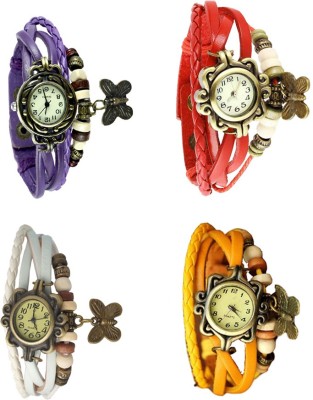 NS18 Vintage Butterfly Rakhi Combo of 4 Purple, White, Red And Yellow Analog Watch  - For Women   Watches  (NS18)