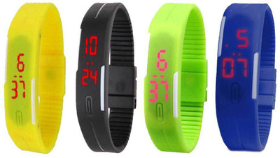 

Kissu Led Magnet Band Combo of 4 Yellow, Black, Green And Blue Watch - For Men & Women