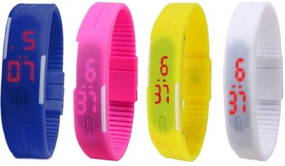 NS18 Silicone Led Magnet Band Combo of 4 Blue, Pink, Yellow And White Digital Watch  - For Boys & Girls   Watches  (NS18)