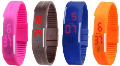 NS18 Silicone Led Magnet Band Combo of 4 Pink, Brown, Blue And Orange Digital Watch  - For Boys & Girls   Watches  (NS18)