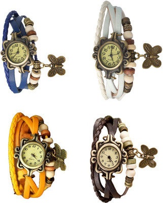 

Kissu Vintage Rakhi Combo of 4 Blue, Yellow, White And Brown Watch - For Women