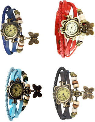 

Kissu Vintage Rakhi Combo of 4 Blue, Sky Blue, Red And Black Watch - For Women