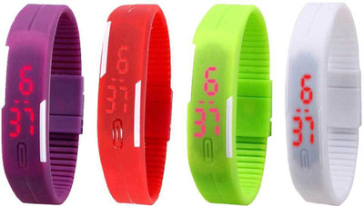 

Kissu Led Magnet Band Combo of 4 Purple, Red, Green And White Watch - For Men & Women