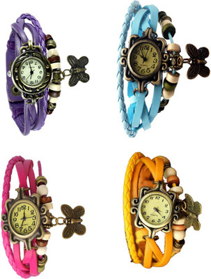 

Kissu Vintage Rakhi Combo of 4 Purple, Pink, Sky Blue And Yellow Watch - For Women