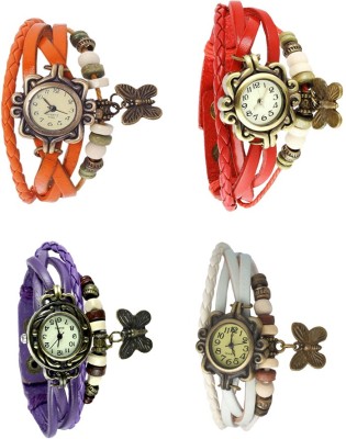 NS18 Vintage Butterfly Rakhi Combo of 4 Orange, Purple, Red And White Analog Watch  - For Women   Watches  (NS18)