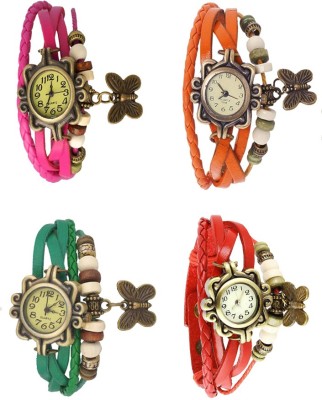 NS18 Vintage Butterfly Rakhi Combo of 4 Pink, Green, Orange And Red Analog Watch  - For Women   Watches  (NS18)