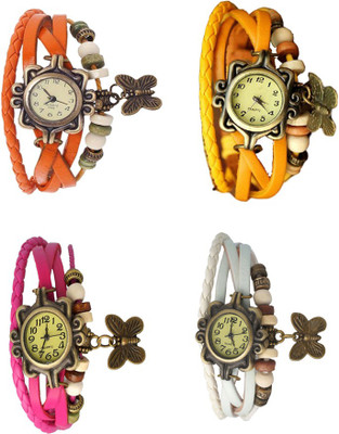 

Kissu Vintage Rakhi Combo of 4 Orange, Pink, Yellow And White Watch - For Women