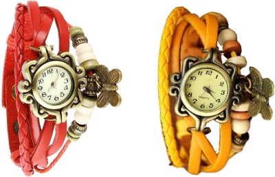 NS18 Vintage Butterfly Rakhi Watch Combo of 2 Red And Yellow Analog Watch  - For Women   Watches  (NS18)
