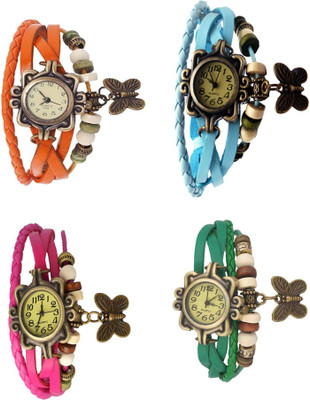 

NS18 Vintage Butterfly Rakhi Combo of 4 Orange, Pink, Sky Blue And Green Watch - For Women