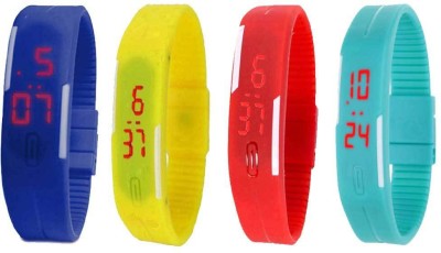 NS18 Silicone Led Magnet Band Watch Combo of 4 Blue, Yellow, Red And Sky Blue Digital Watch  - For Couple   Watches  (NS18)