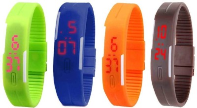 NS18 Silicone Led Magnet Band Combo of 4 Green, Blue, Orange And Brown Digital Watch  - For Boys & Girls   Watches  (NS18)