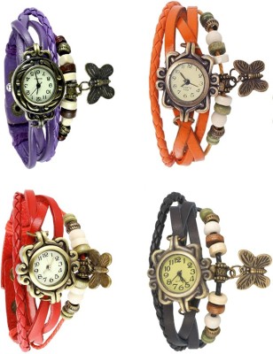 NS18 Vintage Butterfly Rakhi Combo of 4 Purple, Red, Orange And Black Analog Watch  - For Women   Watches  (NS18)