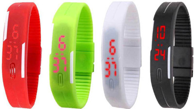 

Kissu Led Magnet Band Combo of 4 Red, Green, White And Black Watch - For Men & Women