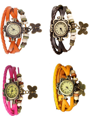 

NS18 Vintage Butterfly Rakhi Combo of 4 Orange, Pink, Brown And Yellow Watch - For Women