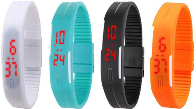 View NS18 Silicone Led Magnet Band Combo of 4 White, Sky Blue, Black And Orange Digital Watch  - For Boys & Girls Wrist Watches Price Online(NS18)
