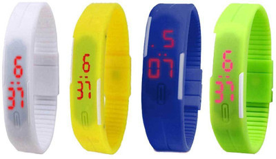 

Kissu Led Magnet Band Combo of 4 White, Yellow, Blue And Green Watch - For Men & Women