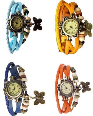 

Kissu Vintage Rakhi Combo of 4 Sky Blue, Blue, Yellow And Orange Watch - For Women