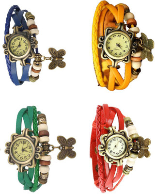 

Kissu Vintage Rakhi Combo of 4 Blue, Green, Yellow And Red Watch - For Women
