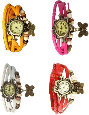 NS18 Vintage Butterfly Rakhi Combo of 4 Yellow, White, Pink And Red Analog Watch  - For Women   Watches  (NS18)