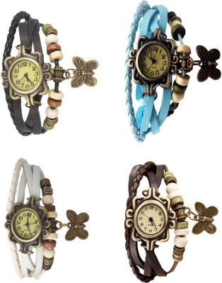 NS18 Vintage Butterfly Rakhi Combo of 4 Black, White, Sky Blue And Brown Analog Watch  - For Women   Watches  (NS18)