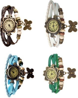 NS18 Vintage Butterfly Rakhi Combo of 4 Brown, Sky Blue, White And Green Analog Watch  - For Women   Watches  (NS18)