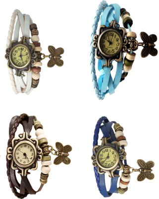 NS18 Vintage Butterfly Rakhi Combo of 4 White, Brown, Sky Blue And Blue Analog Watch  - For Women   Watches  (NS18)