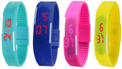 

Kissu Led Magnet Band Combo of 4 Sky Blue, Blue, Pink And Yellow Watch - For Men & Women