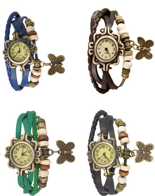 

NS18 Vintage Butterfly Rakhi Combo of 4 Blue, Green, Brown And Black Watch - For Women