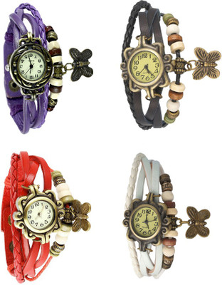 

Kissu Vintage Rakhi Combo of 4 Purple, Red, Black And White Watch - For Women