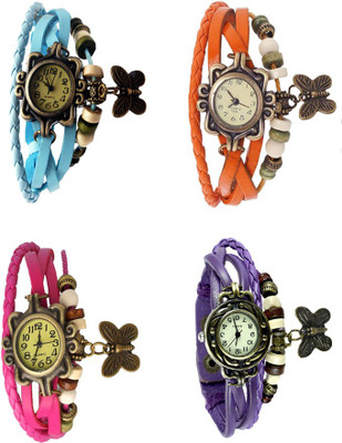 

NS18 Vintage Butterfly Rakhi Combo of 4 Sky Blue, Pink, Orange And Purple Watch - For Women