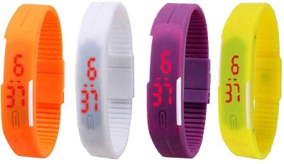 NS18 Silicone Led Magnet Band Combo of 4 Orange, White, Purple And Yellow Digital Watch  - For Boys & Girls   Watches  (NS18)