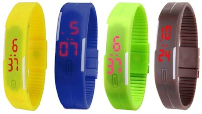 NS18 Silicone Led Magnet Band Combo of 4 Yellow, Blue, Green And Brown Digital Watch  - For Boys & Girls   Watches  (NS18)