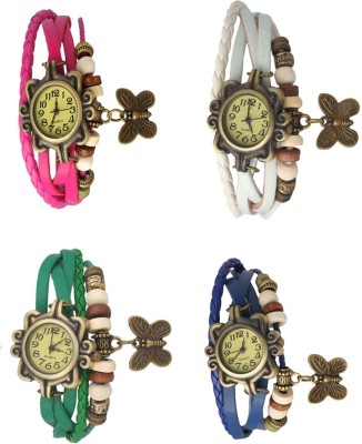 NS18 Vintage Butterfly Rakhi Combo of 4 Pink, Green, White And Blue Analog Watch  - For Women   Watches  (NS18)