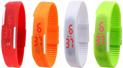 

Kissu Led Magnet Band Combo of 4 Red, Orange, White And Green Watch - For Men & Women
