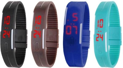 NS18 Silicone Led Magnet Band Watch Combo of 4 Black, Brown, Blue And Sky Blue Digital Watch  - For Couple   Watches  (NS18)