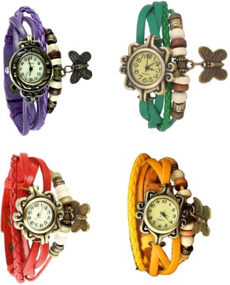 NS18 Vintage Butterfly Rakhi Combo of 4 Purple, Red, Green And Yellow Analog Watch  - For Women   Watches  (NS18)