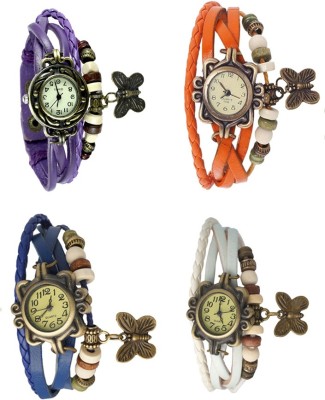 NS18 Vintage Butterfly Rakhi Combo of 4 Purple, Blue, Orange And White Analog Watch  - For Women   Watches  (NS18)
