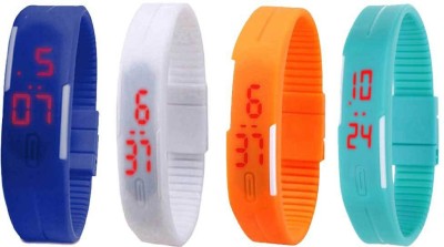 NS18 Silicone Led Magnet Band Watch Combo of 4 Blue, White, Orange And Sky Blue Digital Watch  - For Couple   Watches  (NS18)