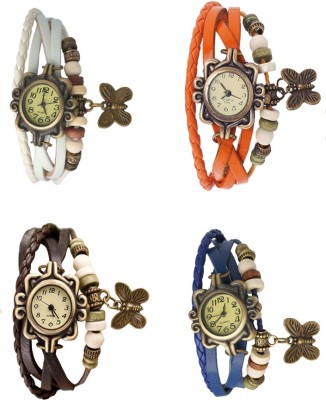 NS18 Vintage Butterfly Rakhi Combo of 4 White, Brown, Orange And Blue Analog Watch  - For Women   Watches  (NS18)