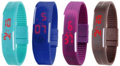 NS18 Silicone Led Magnet Band Combo of 4 Sky Blue, Blue, Purple And Brown Digital Watch  - For Boys & Girls   Watches  (NS18)
