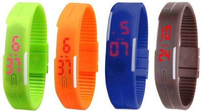 NS18 Silicone Led Magnet Band Combo of 4 Green, Orange, Blue And Brown Digital Watch  - For Boys & Girls   Watches  (NS18)