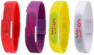 NS18 Silicone Led Magnet Band Combo of 4 Red, Purple, Yellow And White Digital Watch  - For Boys & Girls   Watches  (NS18)