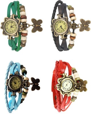 NS18 Vintage Butterfly Rakhi Combo of 4 Green, Sky Blue, Black And Red Analog Watch  - For Women   Watches  (NS18)